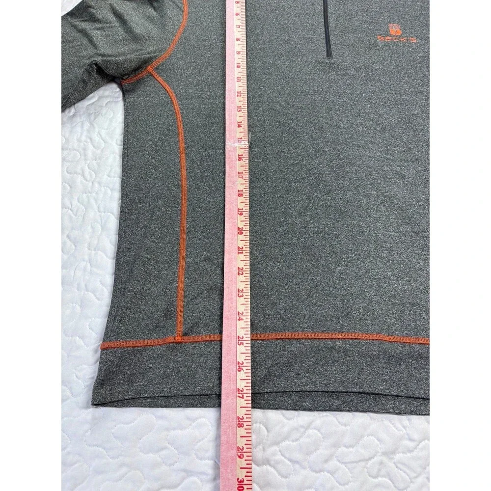 Becks Men’s Grey Orange Quarter Zip Pull Over Athletic Sweater size large